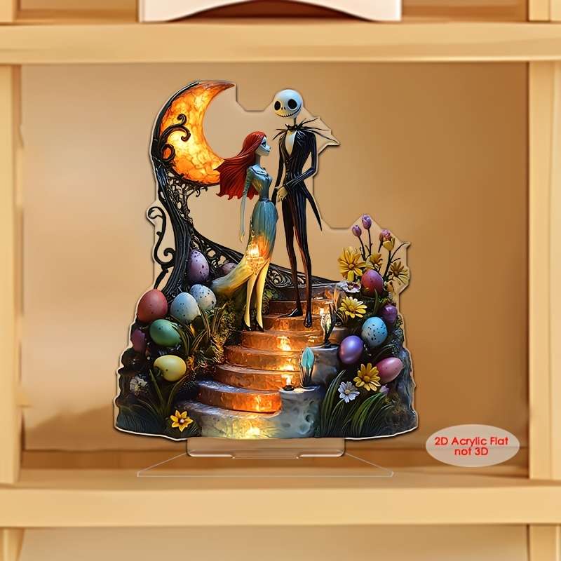 1pc 2D Flat  Classic  Plane Detachable Acrylic Tabletop Ornament Disney Jack and Sally Romance