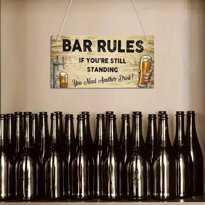 1pc Classic Wooden Plaque Wall Art Versatile Decor for Home Restaurant Bar Cafe Easy Hang
