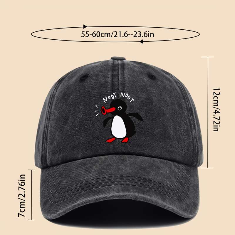 1pc NOOT Baseball Cap with a Unisex Fun Print of Pingu And Pinga a Curved-Brim Hat Suitable for Al