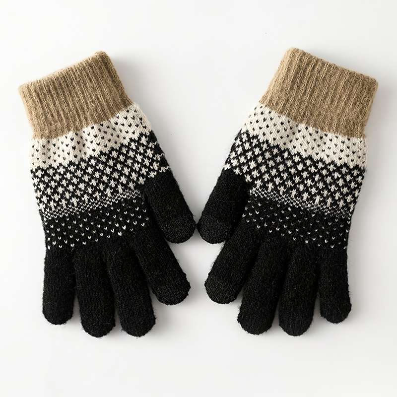 1 Pair Black Warm Gloves
