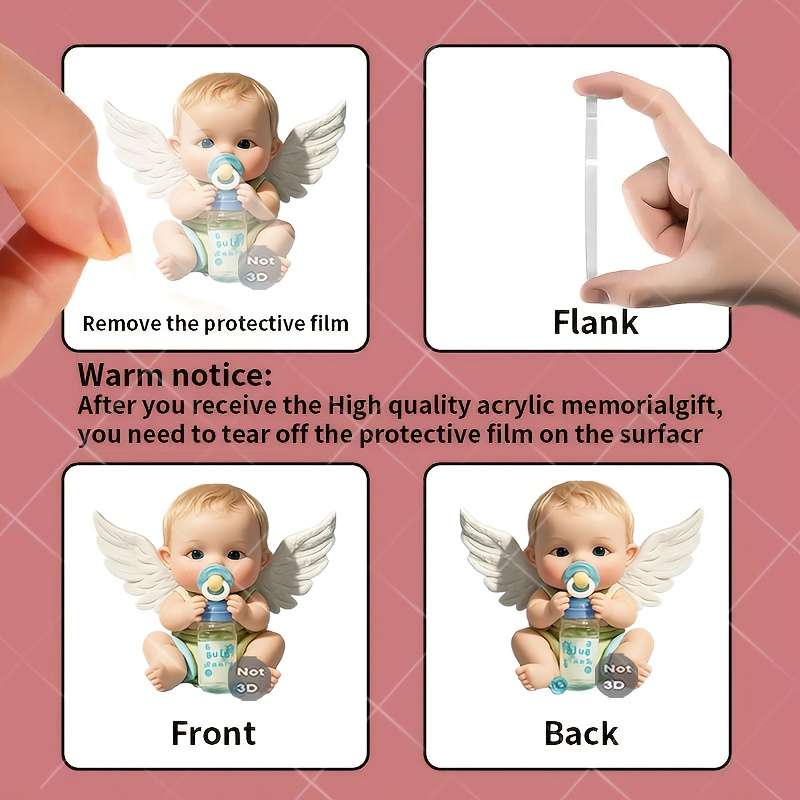 1pc 2D Flat   Angel Youngsters Acrylic Pendant Cute Car Mirror Charm Keychain 5.08cm Flat De