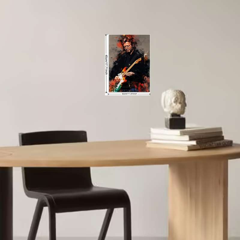 1pc  Eric Clapton Guitarist Canvas Art Vibrant 30.48x45.72cm Wall Decor Fiery Abstract Backgr