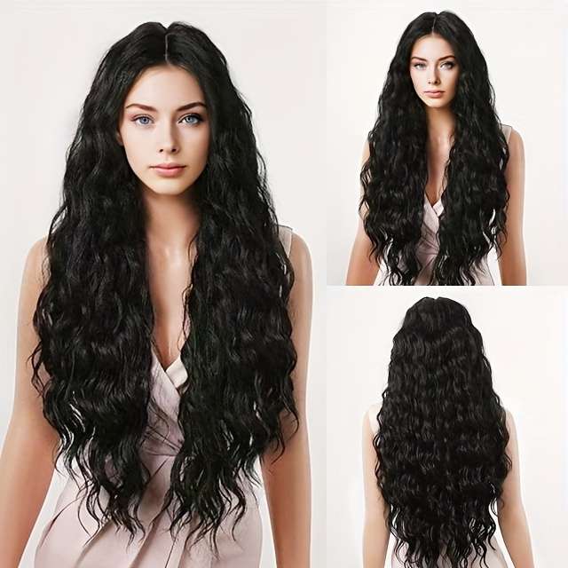 1Pc Black 60.96cm Fashion Design Wig