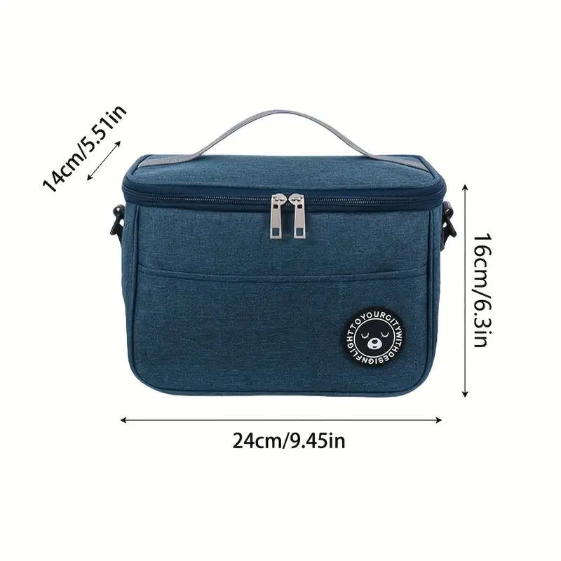 1pc Insulated Lunch Bag with Bear Pattern Waterproof And Portable for School And Office Keep Your Fo
