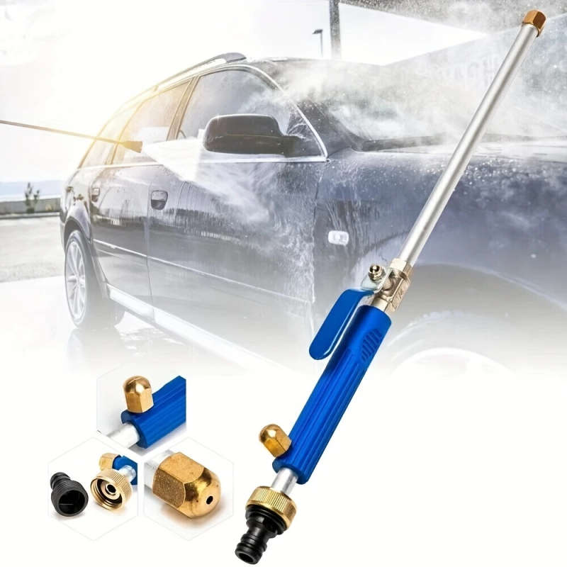 1pc High-Pressure Car Wash Water Gun with Long Aluminum Handle Adjustable Spray Nozzle for Efficient
