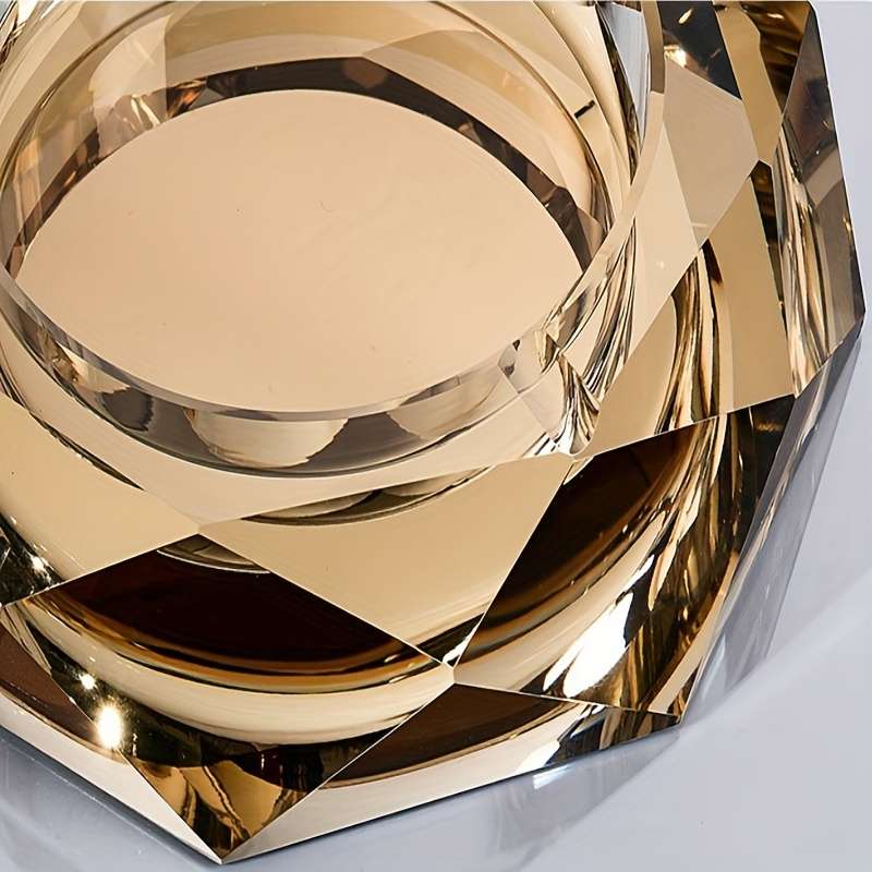 1pc Glass Ashtray Clear Crystal Glass Ashtray For Indoor And Outdoor Creative Large Octagonal Bla