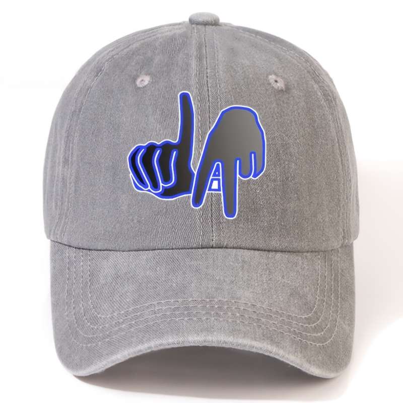1pc EOXF Men'S Washed Cotton Baseball Cap Adjustable Breathable Casual Hat with LA Print Lightwei