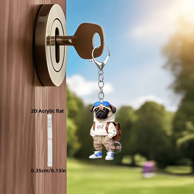 1pc 2D Flat   cute backpack Habadog acrylic keychain suitable for decorating bags and car keys