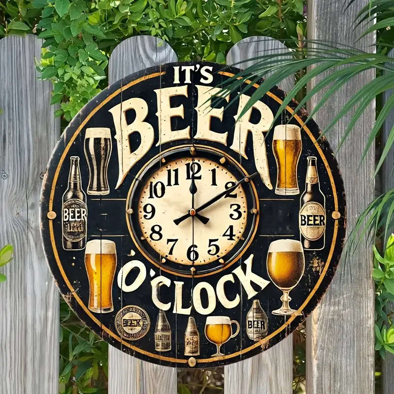 1pc Beer Not Real Clock Aluminum Sign for Room Decoration Wall Decoration Bathroom Decoration Bar De