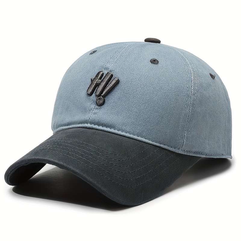 1pc Everyday Practicality Adjustable Two-Tone Baseball Cap with Embroidered Logo Lightweight Su