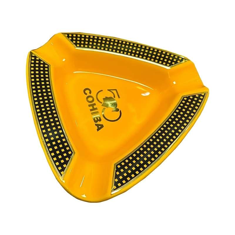 1pc Porcelain Cigar Ashtray Elegant Triangular Design with 3 Compartments Non-Electric Classic H