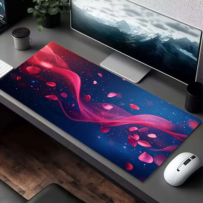 1pc 30x60cm Enchanting Rose Petal Flow Design Mouse Pad Non-Slip Waterproof Washable Desk Mat