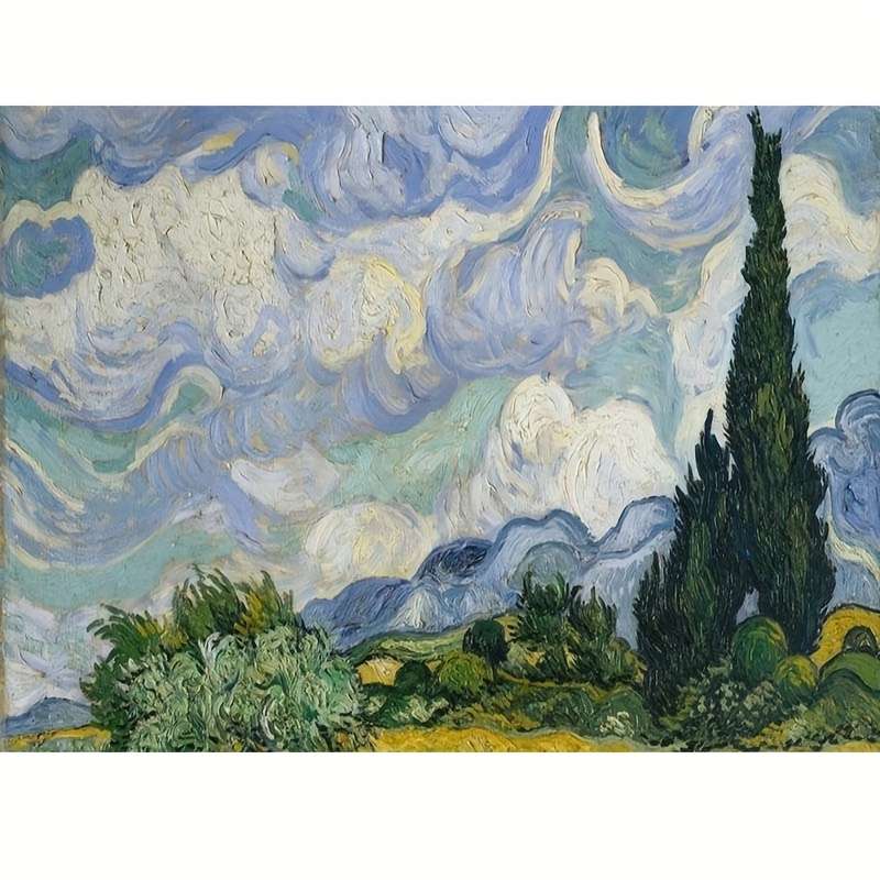 1000pcs Van Gogh Wheatfield with Cypresses Art Puzzle 38.1x35.56 cm Mini Jigsaw wit