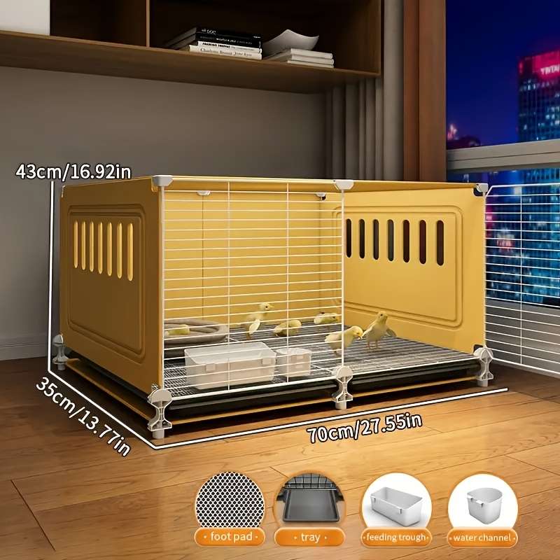 1pc Yellow 2 Grids (with Wheels) Pet Cage