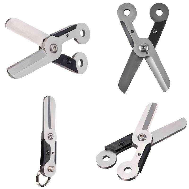 1pc Stainless Steel Keychain Scissors Compact EDC Spring Folding Utility Pocket Kni