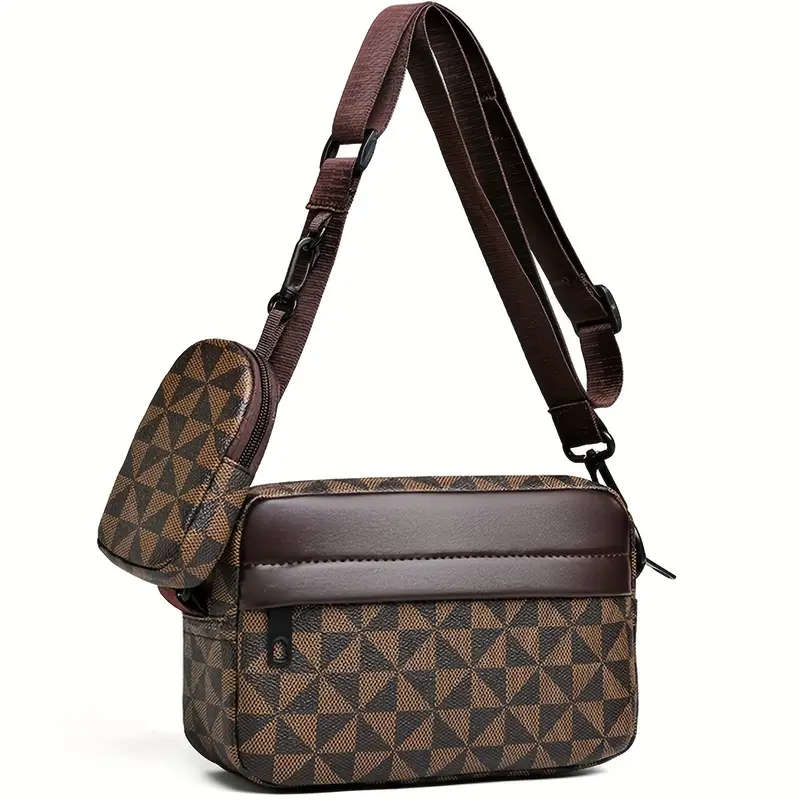 1pc Colorblock Faux Leather Crossbody Bag for Women Retro Fashion Small Square