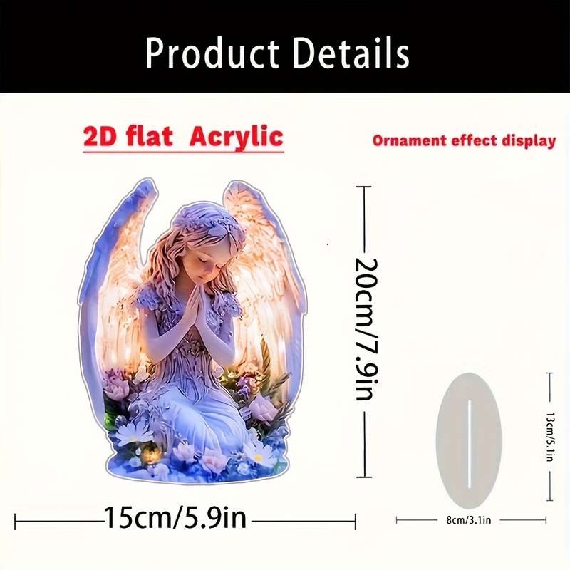 1pc 2D Flat    Print Bohemian Style 20.07x14.99 cm Acrylic Desktop Decoration with Base Mu