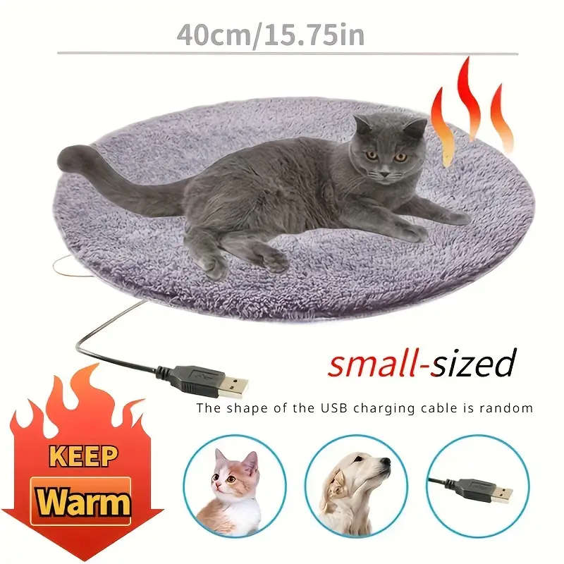 1pc USB-Powered Warm Cat Bed Warm Polyester Pad with Constant Temperature Ideal for Cats And Dogs Co