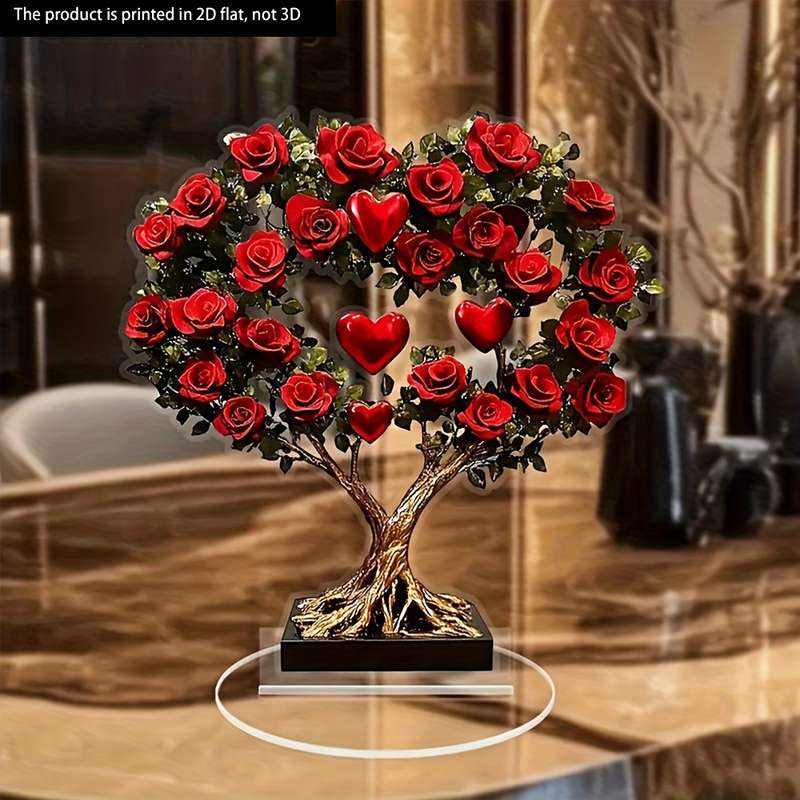 1pc 2D Flat  A Bouquet of Roses Filled with Love Along with a  Acrylic Ornament Makes a Great Ch