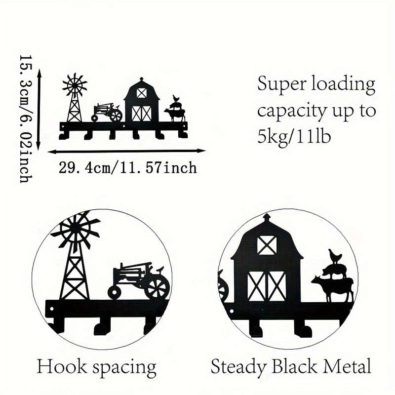 1pc Metal Wall Hanging Storage Row Rack With Hooks Durable Coat Holder For Keys Hats Household S