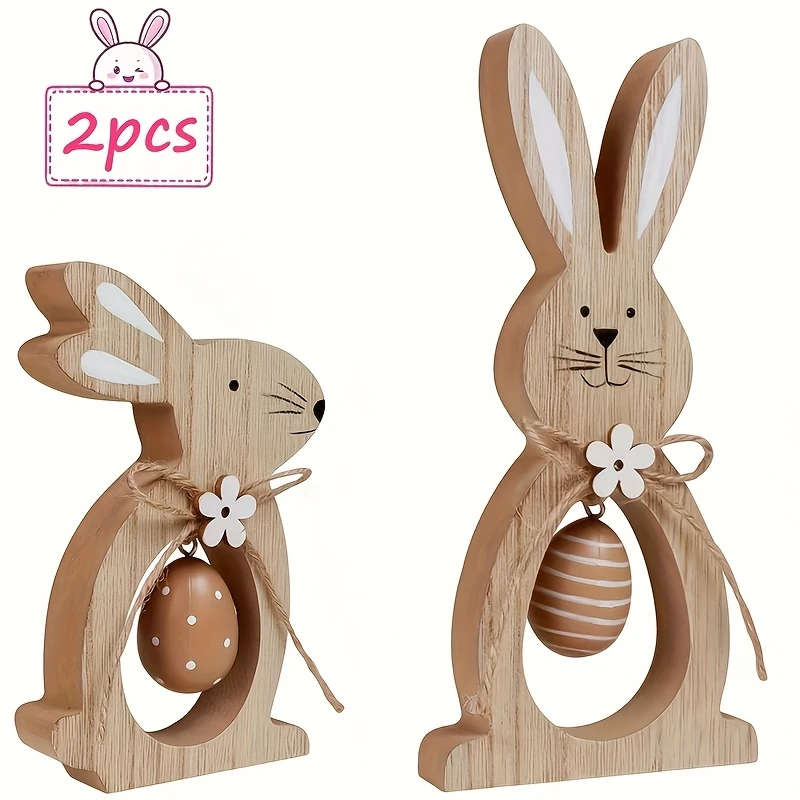 2pcs Wooden Bunny