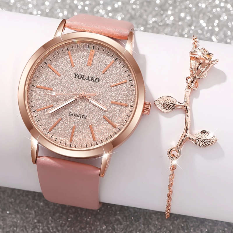 4pcs set New Ladies Elegant Fashion Quartz Watch Flower Bracelet Jewelry Suitable for Daily Street