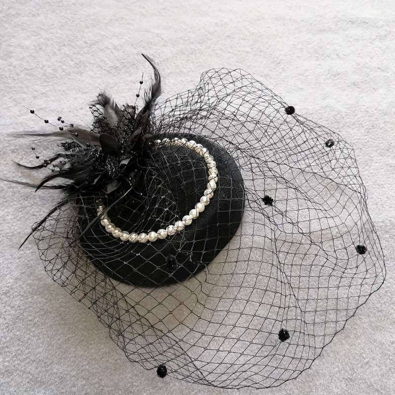 1pc Top Hat Bride Net Hat Cheongsam Accessories Elegant Style Small Top Hat Girl Show Evening Dress