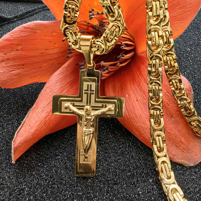 1 Piece Golden Add Silvery Jesus Theme Pendant