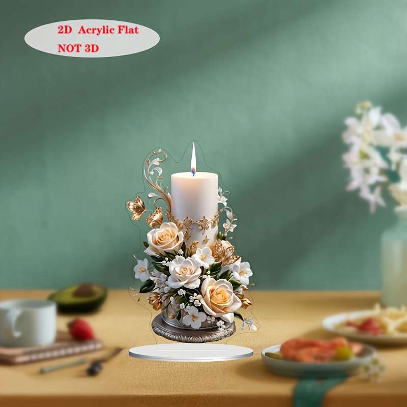 1pc 2D Flat    Bohemian Acrylic with Base-Flower Themed Decorative Plaque Suitable for B