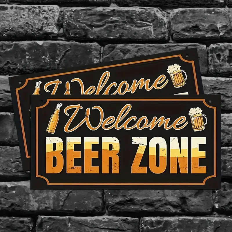 1pc Vintage Welcome Beer Zone Wooden Wall Art Decor Sign for Bar Pub Beer Festival Entrance Decorati