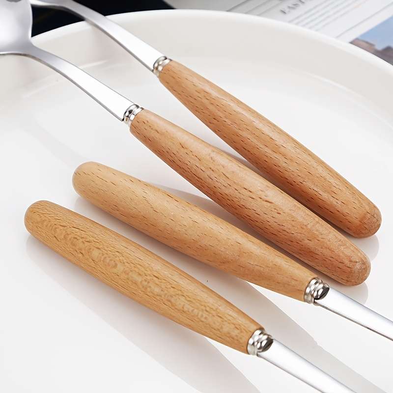 6pcs Stainless Steel Knife Set Beech Wood Handle Wooden Handle Cutlery Knife Steak Knife fo