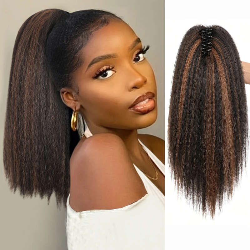 16 Inch Curly Straight Ponytail Extensions