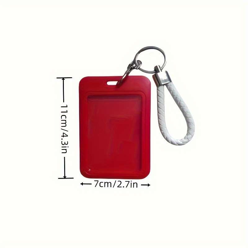 1pc Fashionable Macaron Solid Color Plastic Commuter Card Case with Keychain Hand Washable Non-D