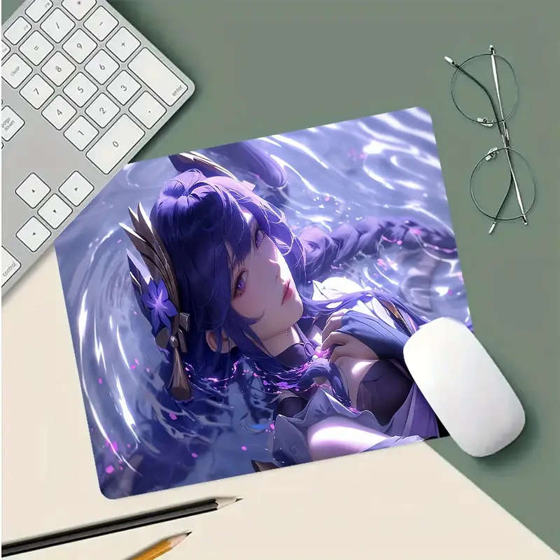1pc 21x26cm Ergonomic Non-Slip Washable Rubber Mouse Pad with Vibrant Anime Girl Design