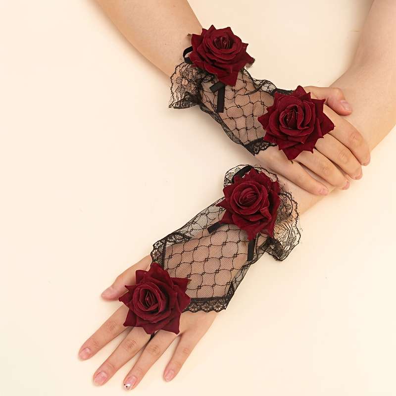 1 Pair One Size Fingerless Fishnet Gloves