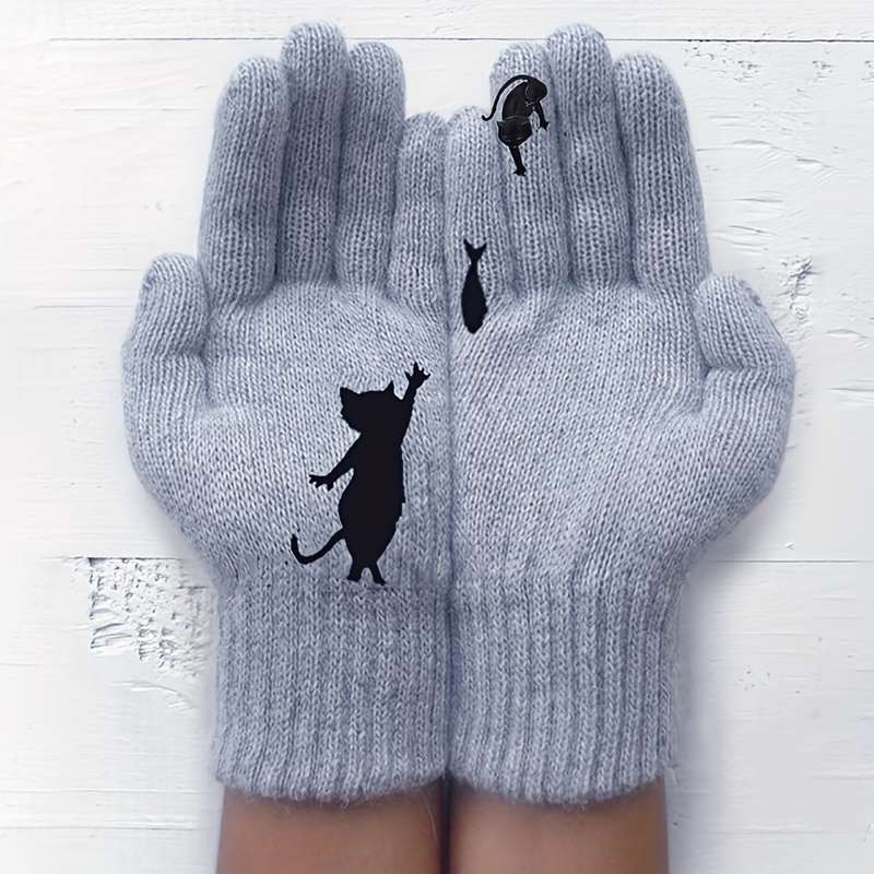 1 Pair Khaki Warm Gloves