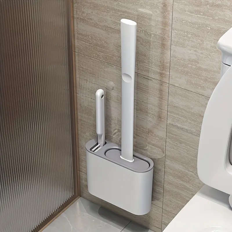 1 Set Of 2 Toilet Brushes And 1 Toilet Seat Wall-Mounted Toilet Brush Silicone Soft Toilet Brush Hea