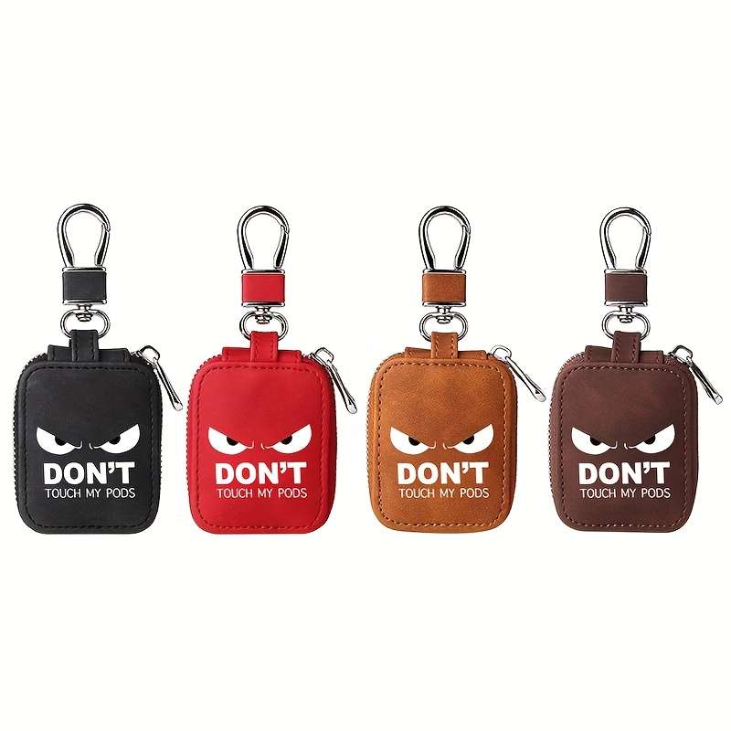 1pc Fun "Hands Off My Pods" Text Earbud Carrying Case Small Size Compatible with AirPods Made of