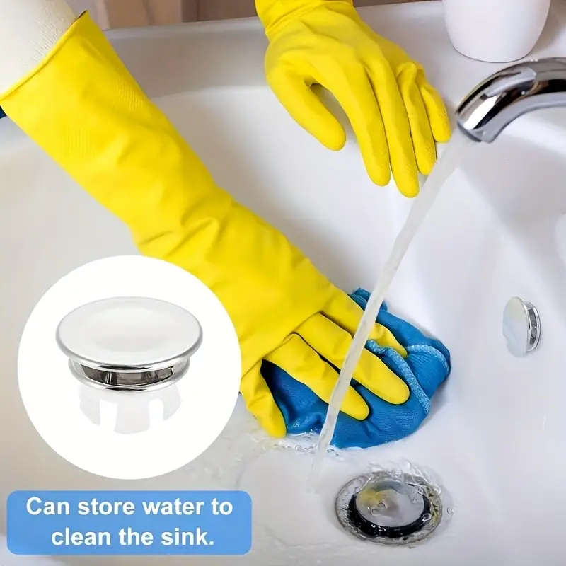 2pcs Elegant White Golden Dual-Ring Drain Covers for Kitchen Bathroom Sinks Waterproof Decorative an