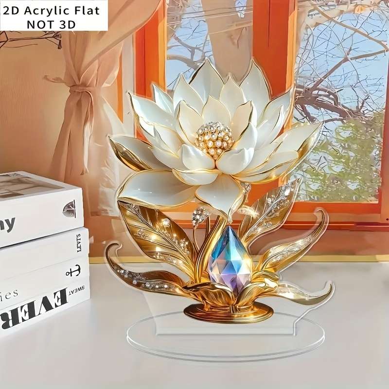1pc 2D Flat  Elegant  Acrylic for Lotus Flower Display Stand Bohemian Style Desktop Decor with