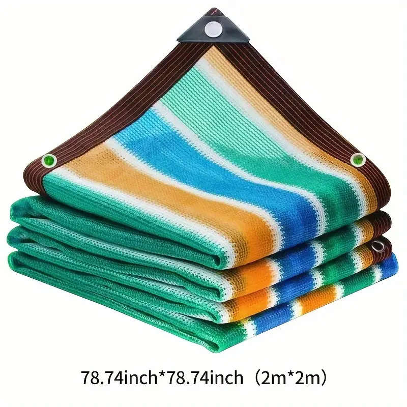 1pc Colorful Striped High-Density Breathable Sun Shade Net Size200x200cm Durable Plastic Outdoor
