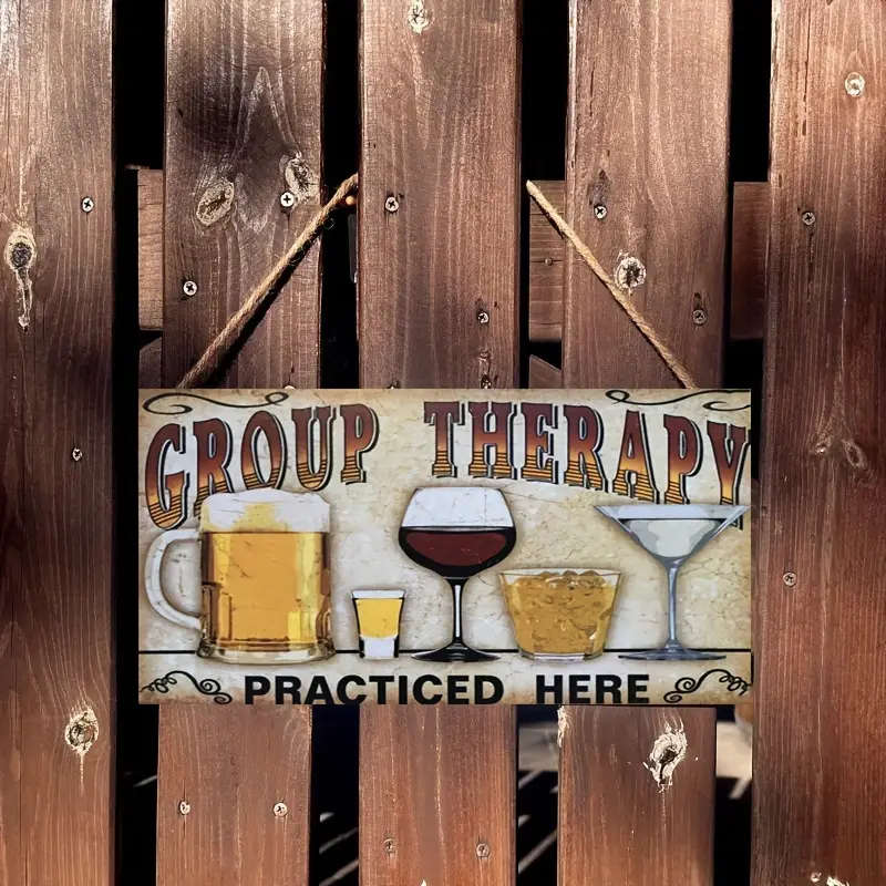 1pc Vintage Group Relax Practiced Here Wooden Wall Sign Rustic Beer Wine Glasses Design Ideal for Ba