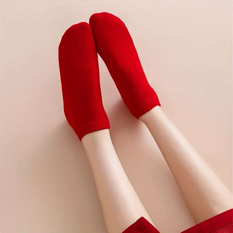 5 Pairs Red One Size High Elastic Socks