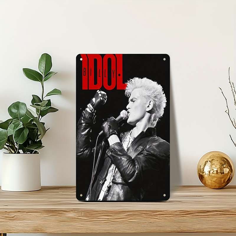 1pc Vintage Metal Tin Sign 20.32x30.48 cm Billy Idol Rock Star Idol Artwork Retro Aluminum Wa