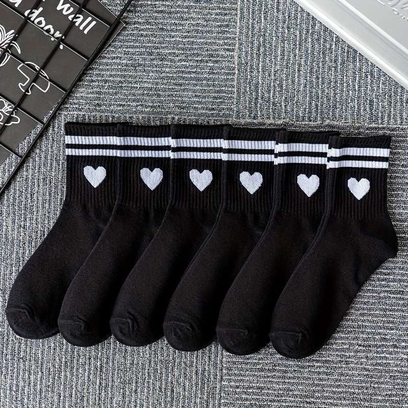 6 Pairs Black One Size High Elastic Socks