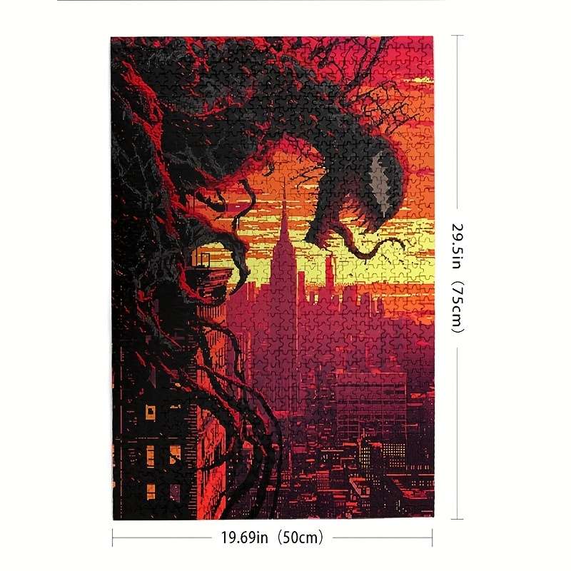 1000pcs Venom Jigsaw Puzzle Venom Carnage Cityscape Design Challenging Wooden Pu