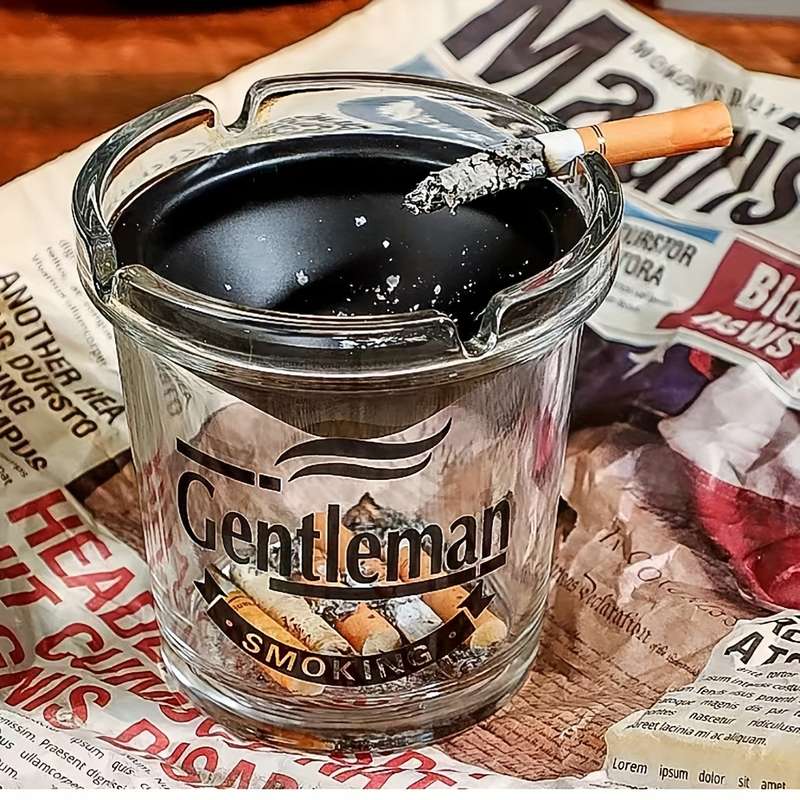 1pc Glass Funnel Ashtray with Lid Classic Round Design No Power Needed Windproof Dustproof