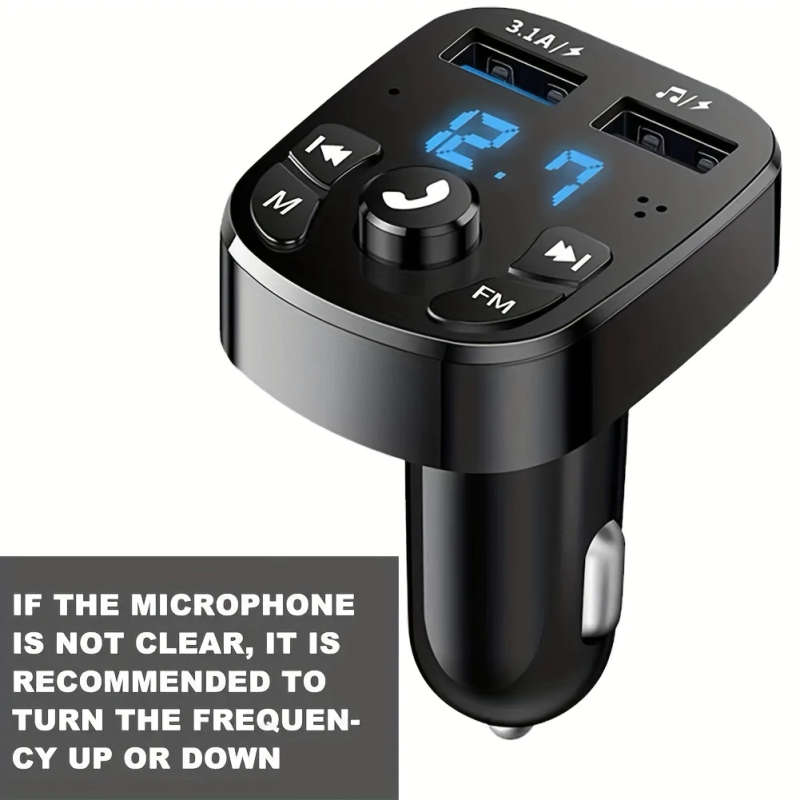 1pc Multi-Function Car Charger with Dual USB Ports MP3 Player U Disk Wireless Fast Charging Adapter