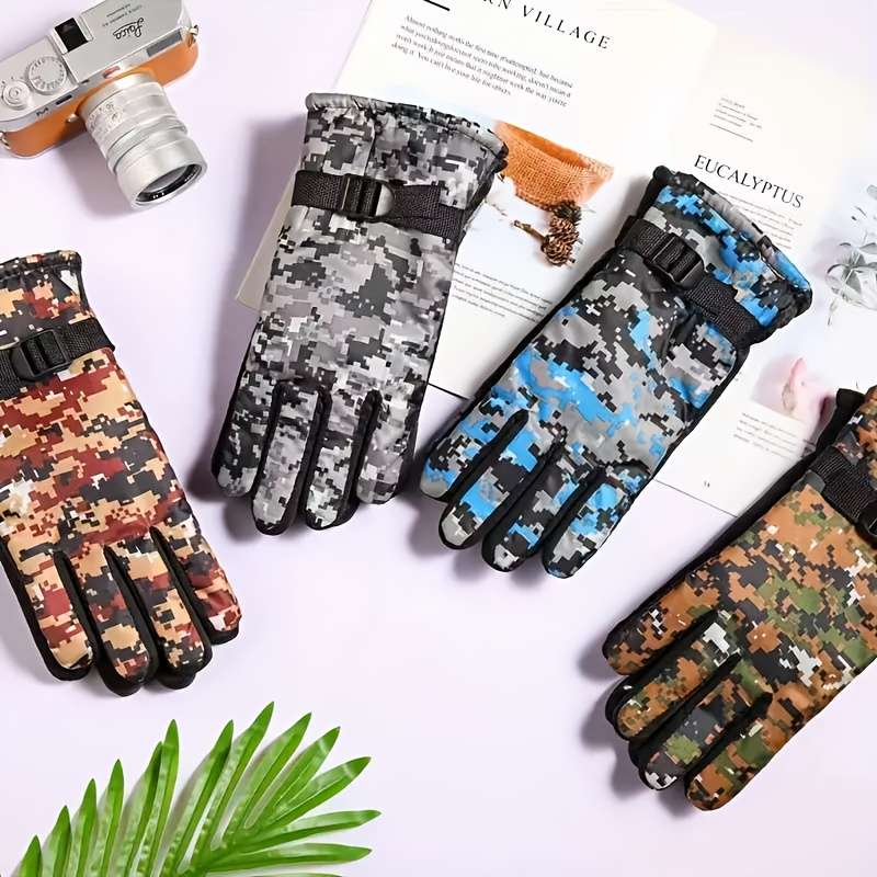 1 Pair Camouflage Grey Warm Gloves