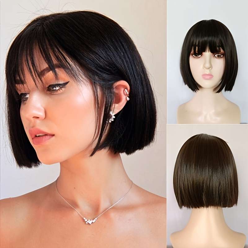 1Pc Black 30.48cm Fashion Design Wig
